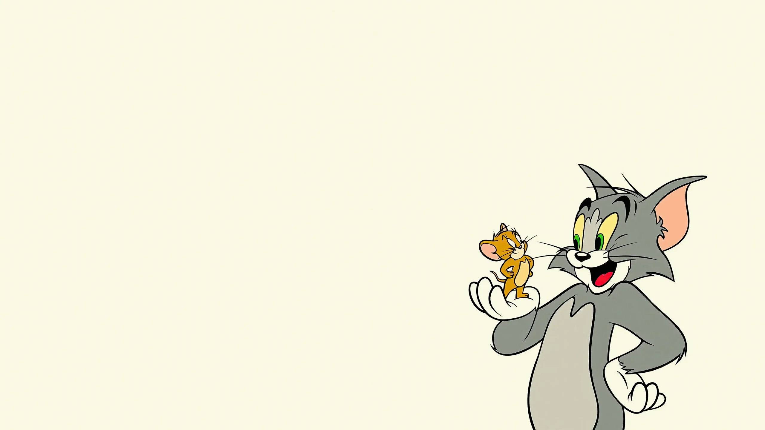 猫和老鼠 Tom Jerry 汤姆猫 杰瑞鼠 简约米色背景 经典卡通 电脑静态壁纸