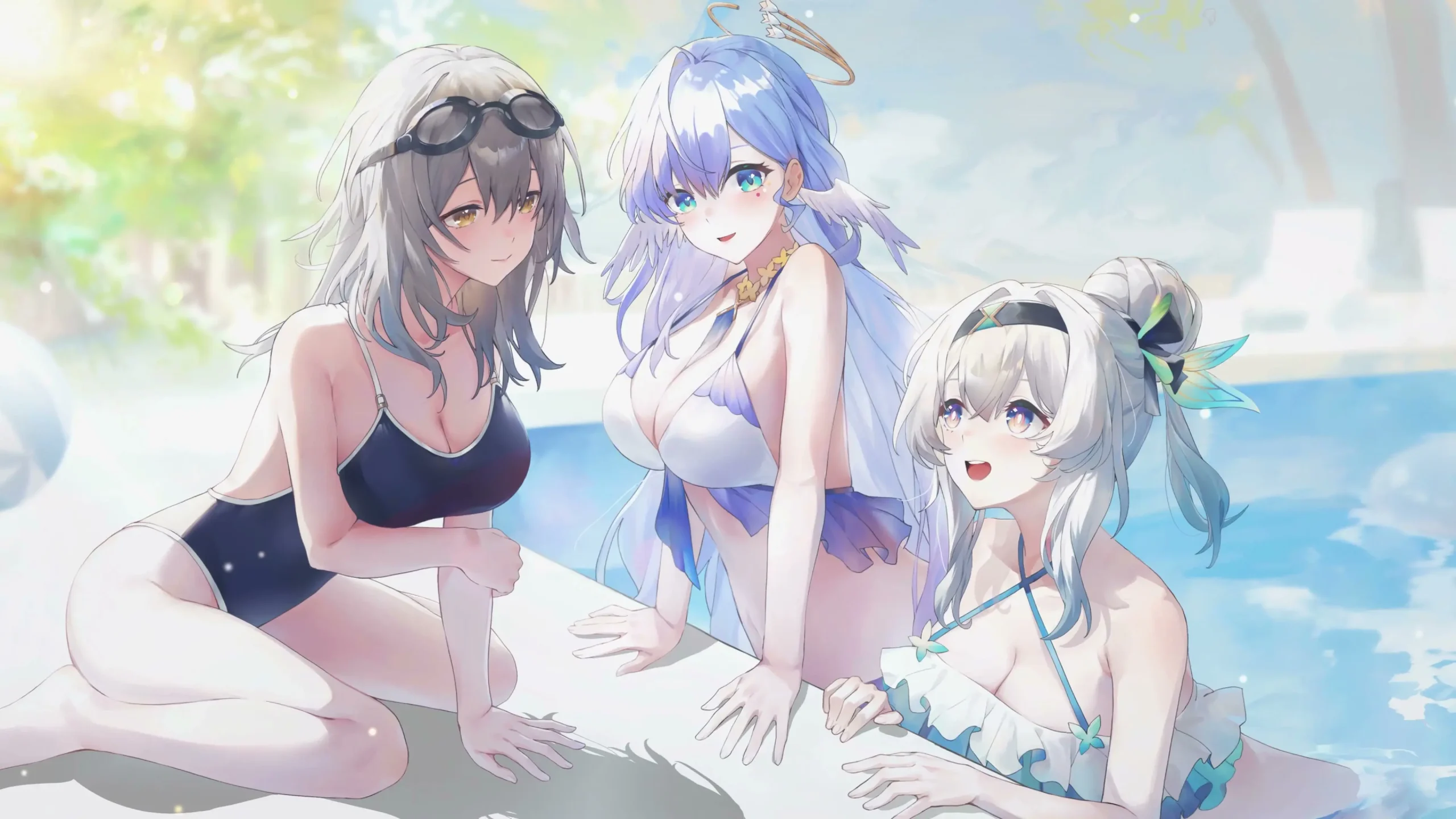 崩坏星穹铁道 星 知更鸟 流萤 泳装 泳池夏日场景 清新 电脑动态壁纸