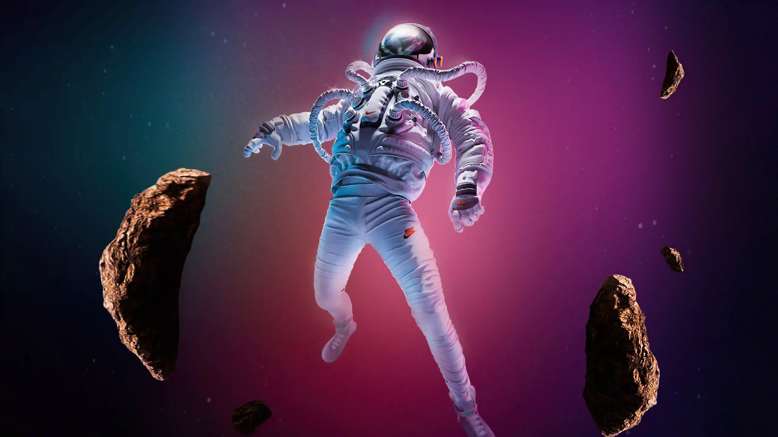 潮流宇航员 太空漂浮 小行星陨石 紫蓝渐变宇宙背景 宇航服 赛博光影 电脑静态壁纸-4K 高清免费壁纸｜电脑手机动态静态动漫游戏风景壁纸下载站